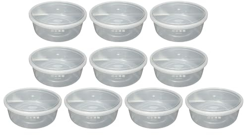 Clear Plastic Microwave Containers with Lids Meal Prep Takeaway Container with lids Food Tubs Ideal for Takeaways & Restaurants BPA Free Freezer Safe & Dishwasher Safe (2500ML, Round, 10)