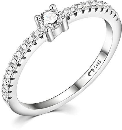 Anelli da donna in argento 925 con splendore centrale. Anello da donna in argento 925 con finitura argento o oro. Gioielli ideali per coppia e fidanzati, regali per amiche... Anelli coppia