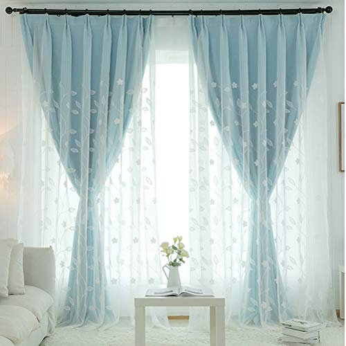 OKUOKA Verdunkelungsvorhänge mit Bleistiftfalte, gefütterte Vorhänge, solide Paneele, wärmeisolierte Vorhänge, Kindervorhänge für Jungen, Mädchen, Schlafzimmer, weiß, transparent, Tüll, Ü