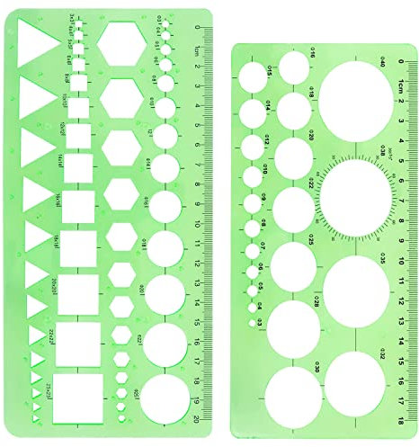 RIVIEVAL 2 Stück Kreisschablone Geometrische Schablonen Kreisschablonen Kunststoff Geometrische Schablonen Zeichenschablonen Messschablonen Lineale zum Zeichnen Messen Entwerfen(Grün)