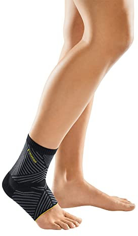 medi Levamed E+motion 3.0 sportliche Sprunggelenkbandage mit extradünner 3D Silikon-Quarz-Pelotte | Größe: III | Angenehmes Sockenbündchen | Große Dehnungszone | inkl. Anziehilfe