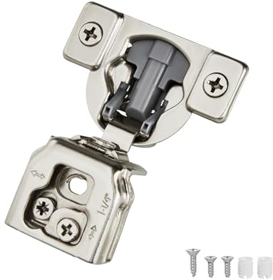 OWODI 6 Pack Soft Close Cabinet Hinges for Face Frame Doors, 1-1/4 Inch Overlay Concealed Hinges, 105° 3-Way Adjustable, 35mm Cup, Nickel Finish with Screws