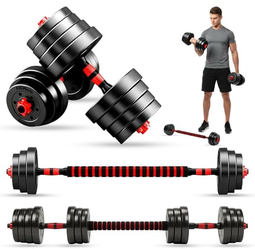 MaxStrength Adjustable Dumbbell Barbell Strength Training Weight Lifting Set Home Gym Bicep Vinyl Dumbell Pair (20.00)