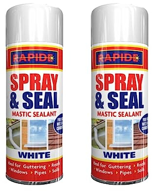 PNJB, Spray And Seal White Mastic Sealant For Guttering Roofs Window Pipes Soil, Spray & Seal Leak Fix Stop Sealant Instant Waterproof, 300ML, (2)