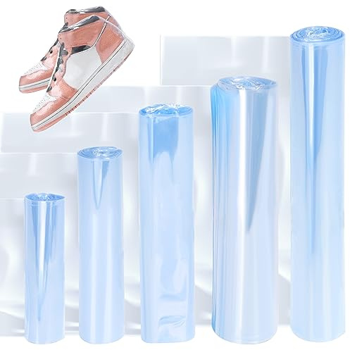 Swpeet 500Pcs 5 Größen 3.93 4.7 5.51 6.2 7.08 Klare PVC Schrumpfbeutel Schrumpfbänder Sortiment Kit, perforierte Schrumpfbeutel Hülsen für Seifenbad Bombe Gläser Taschen Seife Schrumpffolien