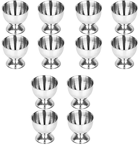 wiianoxd 12X Coquetiers Set ŒUfs en Acier Inoxydable ŒUfs Durs et Porte-Outils de Plateau Souple Cuisine, Argent