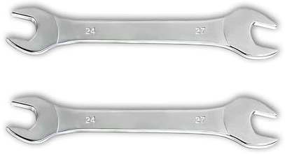 Leliafleury Super Thin Spanner, 2Pcs 24mm x 27mm Double Open End Spanner, Carbon Steel, Metric Wrench Repairing Tool for Bicycle