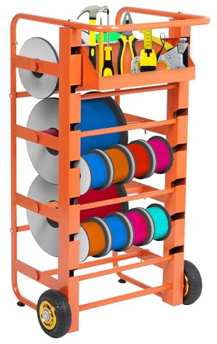 ikare Wire Spool Rack, Cable Caddy Heavy Duty Multi-Spool Wire Rack Dispenser with Wheel, Electrical Wire Spool Holder with Storage Tray for Wiring Storage and Electrical Industrial