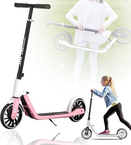 City Roller Scooter Einstellbare Höhe Kick -Roller, Ergonomische Faltbare Nicht-elektrische Push-Roller für Kinderpendelpendel Freizeit, 330 Pfund Kapazität Tretroller Kinder,Rosa