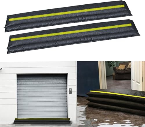 Stubotar 6 Stück Wasser aktivierter Sandsack mit reflektierendem Streifen für Hochwasserschutz Wasserabsorbierende Hochwassersperre für Tür Garage Garten aufgewertet 20x150CM