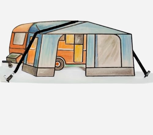 Sturmband XL für Markisen und Vorzelte, Wind/Sturm -Sicherung 2X Hering & Spannfeder für Zelt Zelte Markise Vorzelt Pavillon Wohnwagen Wohnmobil Camping Zubehör Dachhalteband Spanngurt + TMV24-Chip