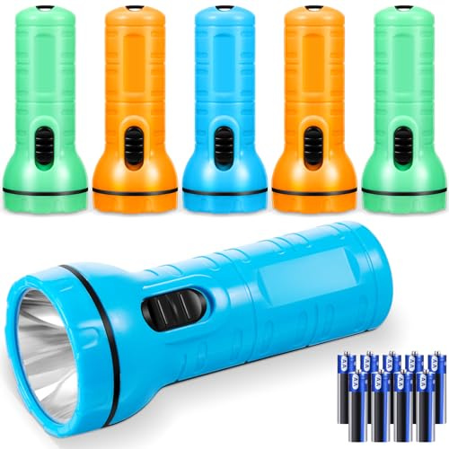 Weewooday 6 Pcs Mini LED Torch Pocket for Kids Camping Party Favors | Colorful Ready Small Torches, Bulk Flashlight Gifts for Children Adult Hiking Winter Summer Outdoor, Batteries Included