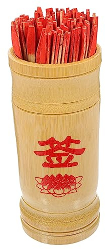 2 Set Bastoncini Esagramma Bambù Bastoncini for Divinazione della Fortuna Puntelli del Gioco della Fortuna Chien Tung Bastoncini Cinesi della Fortuna Bastone Religioso in Legno Cinese Indovino Secchio
