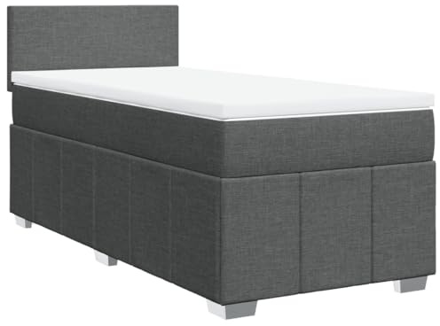 vidaXL Boxspringbett mit Matratze Dunkelgrau 80x200 cm Stoff