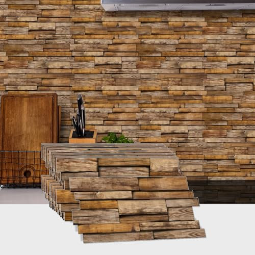 Fliesenaufkleber 24.6X12 CM Holz Klebefliesen Küchenrückwand Folie Selbstklebende Fliesen Fliesenaufkleber Küche Badezimmer Fliesenfolie Vinyl Selbstklebend Wasserdicht