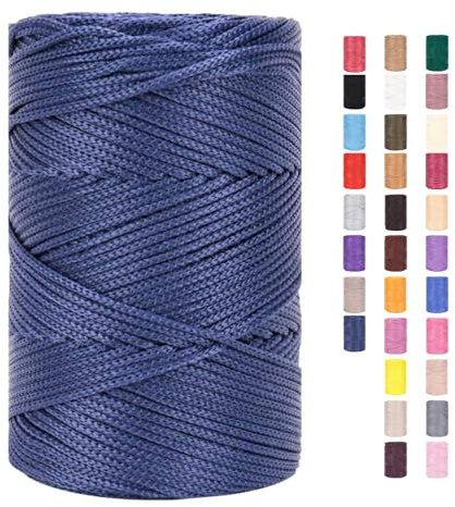 ChongKuan hilo de cuerda de 3 mm x 225 m, para ganchos, macramé, bolsas, cordón de algodón, poliéster, hilo textil trenzado, cestas