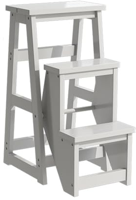 Marchepied pliable portable pour adultes - Chaise échelle légère antidérapante - Capacité de 160 kg - Blanc - 36 x 58 x 77 cm