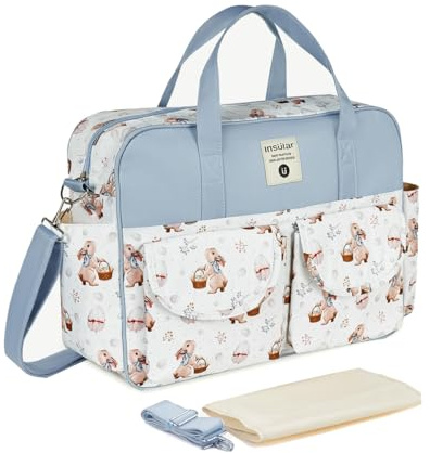 SONARIN Grande Capacità Borsa Fasciatoio Multifunzionale per Neonato a Tracolla, Impermeabile con Spalline & Fasciatoio per il Cambio Pannolini da Viaggio