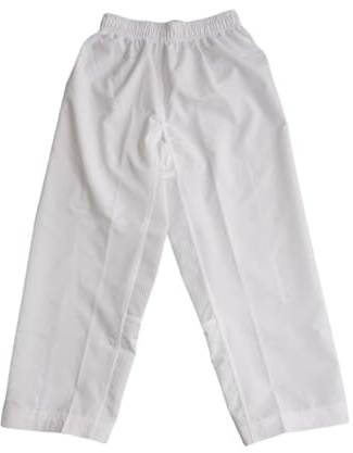 Libaobaoyo Kids Karate Taekwondo Pants Stretchy Loose Breathable Elastic Waist Martial Arts Pants White