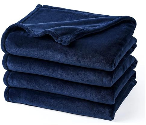 Highdi Couverture Polaire Plaid, Douce et Moelleuse en Microfibre, Bleu Marine, 70x100cm