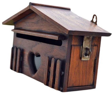 SHOWERORO Holz-wandbriefkasten Vorschlagsbox Wetterfeste Outdoor Letter Box Villa Große Kapazität Für Briefe Zeitungen Dokumente Rustikaler Postkasten