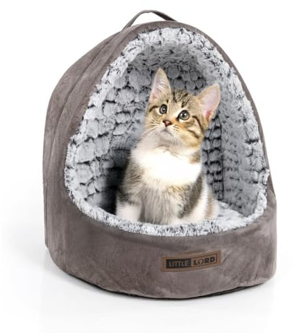 LITTLE LORD | Katzenbett Shelly | Schlafhöhle, Katzennest, kuschelig | Taupe - ca. 37 x 35 x 39 cm