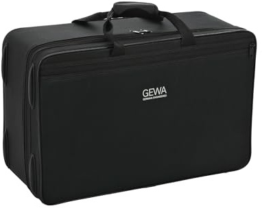 GEWA Trompetenkoffer Symphony für 3 Trompeten (Perinet oder Drehventil), Nylongewebe, Fiberglaskern, inkl. Rucksackriemen, individuell einstellbare Innenaustattung, Zubehör- und Notentasche, schwarz