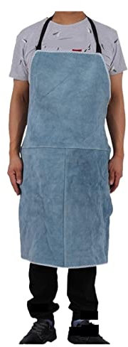 HPHPH Leather Welding Apron, Fire Resistant Welder Smock, Welding Jacket Leather Apron Heavy-Duty Work,Welding Accessories(Blu)
