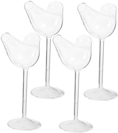 IMIKEYA 4pezzi Bicchieri Cocktail in Vetro Fumè Resistenti e Creativi Per Feste e Bar Calici Party in Vetro Trasparente Superficie Liscia e Facili Da Pulire
