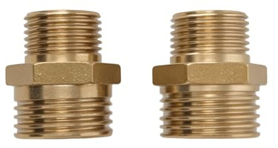 D&DHardware 2 Stück Doppelnippel Messing Außengewinde G 1/2 Zoll x 3/8 Zoll,Reduzierstücke 1/2 Zoll auf 3/8 Zoll,2 Stück Reduziernippel für Wasserrohr