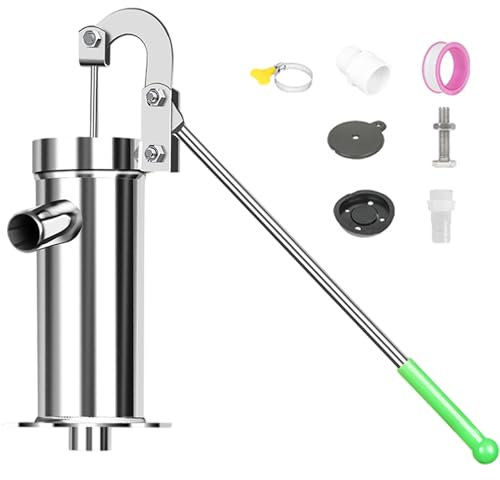 Manuelles Brunnenpumpe, Handwellpumpe Leckdosen Große Wasserströme Edelstahl -Handbuch mit langem rotierbarem 360 ° -rotbarem Griff und Zubehör für Wasser bis zu 8 m Tiefe, Hand