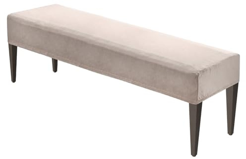 M METERXITY Dining Bench Cover, for 39.4 to 55 Length Waterproof Rectangle Stretchable Velvet Bench Slipcover Seat Covers for Living Room/Bedroom/Kitchen, Washable Seat Protector [Champagne]