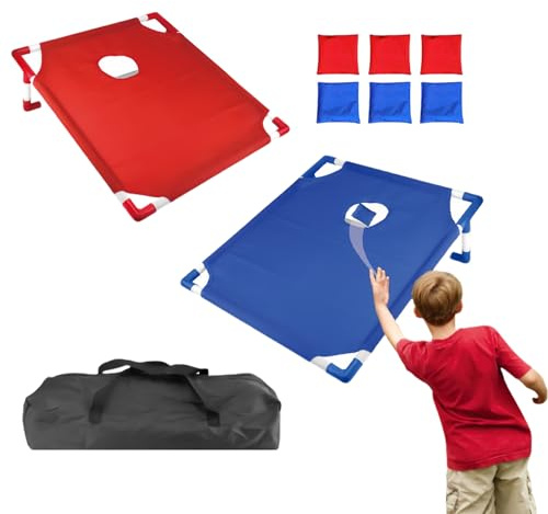 Tragbar Cornhole Spiel Outdoor, 58x51cm Cornhole Säckchen Mit 8 Bohnensäcke Und Tragetasche, Cornhole-Spiel Für Groß Und Klein, Perfekt Für Garten, Park Und Partys