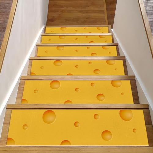 RODAILYCAY Alfombra para peldaños de escalera de 15 piezas, 8 x 30 pulgadas, para peldaños de madera en interiores, almohadillas antideslizantes de queso, protectores de escalones reutilizables para