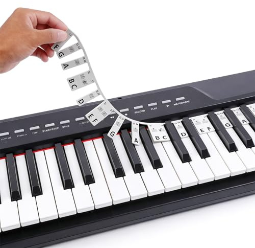 Vfrdsa Piano Notes Guide Practice Aids for Beginner - Removable Piano Keyboard Stickers | Silicone Piano Keyboard Note Labels, No Residue, Reusable for 61-Key Standard Full-Size Keyboards