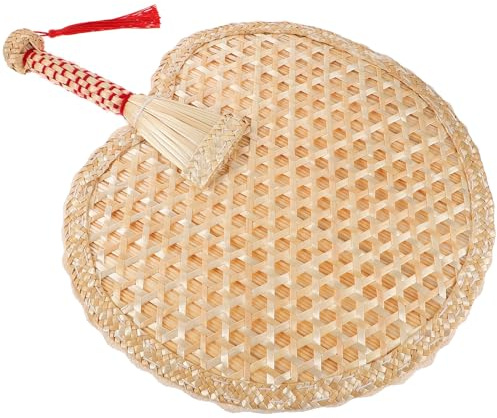 Veemoon Abanico de Mano Mano de Paja de Trigo Ventilador Veraniego Rústico y Ligero Diseño Vintage Chino para Exteriores Decoración y Regalo Elegante
