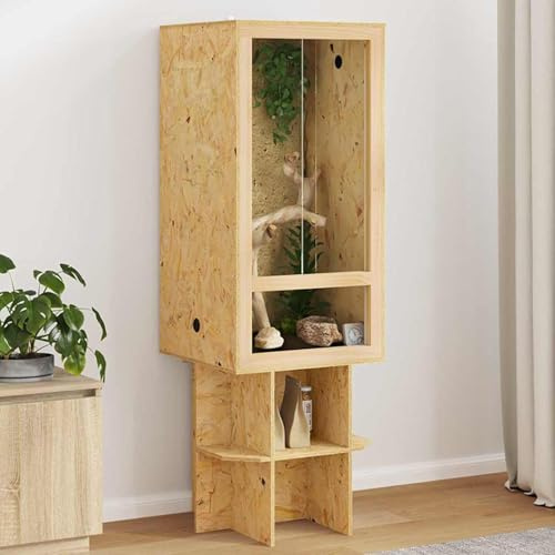 Homgoday Terrarium Braun 50 x 50 x 130 cm OSB Aquariumdekorationen Model3397889