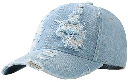 Generico Cappellino Visiera Donna, Strappato da Jeans Cappello con Parasole Tinta Unita Berretto da Baseball 2026 Comodo Sport all‘Aria Aperta per Uomo Donna Bambino