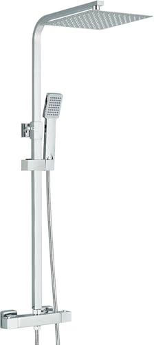 HARNART Ensemble de Colonne de Douche Thermostatique pour Salle de Bain,Hauteur Réglable Robinet de Douche Thermostatique,Chromé
