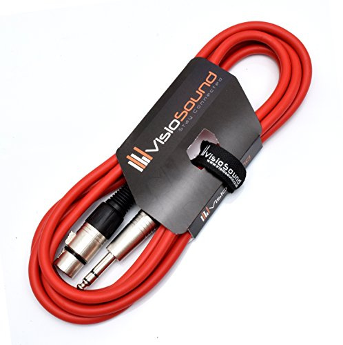 VisioSound Female XLR to 6.35mm Stereo TRS Jack Lead Audio Cable (Red, 3m) | Noiseless OFC Balanced Signal, Audio, Patch Cable / 10 Colours