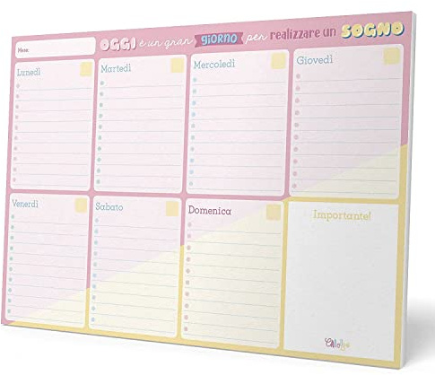 Grupo Erik - Bloc Notes A4 Carouge Blue&Pink, Semainier | Sous-Main Bureau, Planner Hebdomadaire | Papeterie de Bureau, To Do List, Blocs Mémo, Fournitures Scolaires, Version Italienne