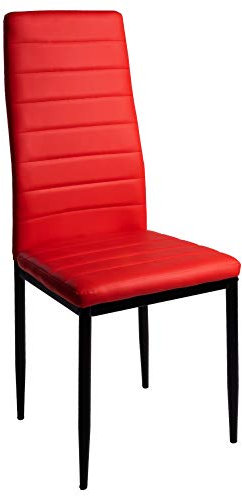 TRISENS Esszimmerstühle 2/4/6/8 Set Stuhl Küchenstuhl Wohnzimmerstühle Kunstleder Stühle, Farbe:Rot, Set:4er