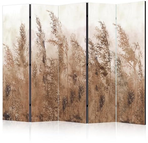 murando Raumteiler Foto Paravent Pampasgras 225x172 cm beidseitig auf Vlies-Leinwand Bedruckt Trennwand Spanische Wand Sichtschutz Raumtrenner Design Trockenblumen Natur Botanik beige b-A-0724-z-c