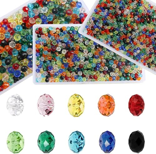 DAHI Glasperlen, 6 mm, facettierte Rondelle-Form, Kristallperlen, sortiert, bunt, lose Perlen für selbstgemachte Armbänder, Halsketten, Schmuckherstellung, 850 Stück (Farbe 6 mm)