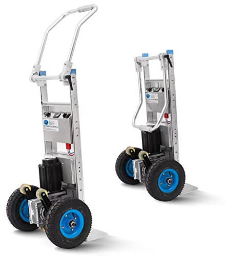 bAIWaNG Carrello Saliscale Elettrico, Carrellino Manuale Pieghevole in Lega di Alluminio su E Giù per Scale con Carico di 200Kg, Carrello Salva-Lavoro con Motore Brushless 600W,Argento,48V/12AH