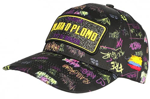 Plata o Plomo Baseball-Kappe, Schwarz und Gelb, Strass, Streetwear Colombia Baseball – Unisex, Schwarz , Einheitsgröße
