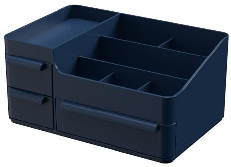 Makeup-organiserare med lådor, bänkskivorganiserare för sminkbord, badrum och sovrum skrivbord kosmetiskt visningsfodral, skrivbord byrå diverse förvaringslåda för borstar, ögonskugga, läppstift och
