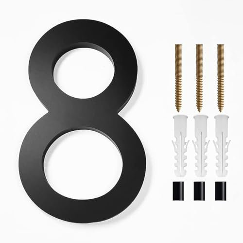 nanlyiau 3D Numéro de maison noir, Hauteur 6in/15.2cm grand numéro de maison épais 10 mm, matériau Acryl,résistant aux intempéries et à la corrosion (Acryl 6in8)