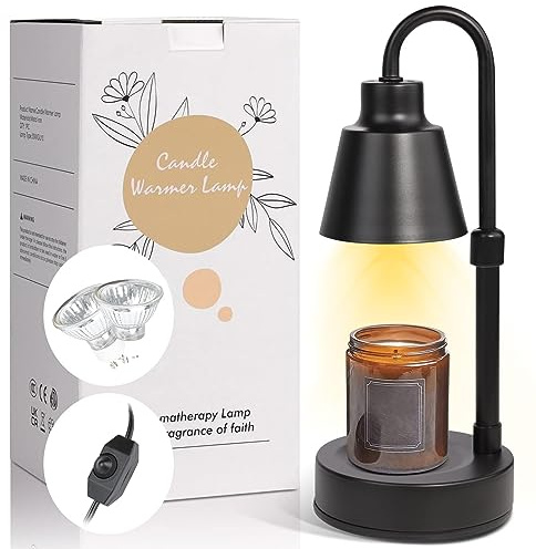 DesignBox Candle Warmer Lamp, 3.93-6.1inch Extendable Electric Wax Melts Burners Aromatherapy Candle Melter Heater for Home Bedroom Study Bathroom, Black