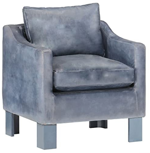 Homgoday Sessel Fernsehsessel Relaxsessel Loungesessel Fernsehsessel Ruhesessel TV-Sessel Einzelsofa Lesesessel Einzelsessel für Wohnzimmer Schlafzimmer Grau Echtleder